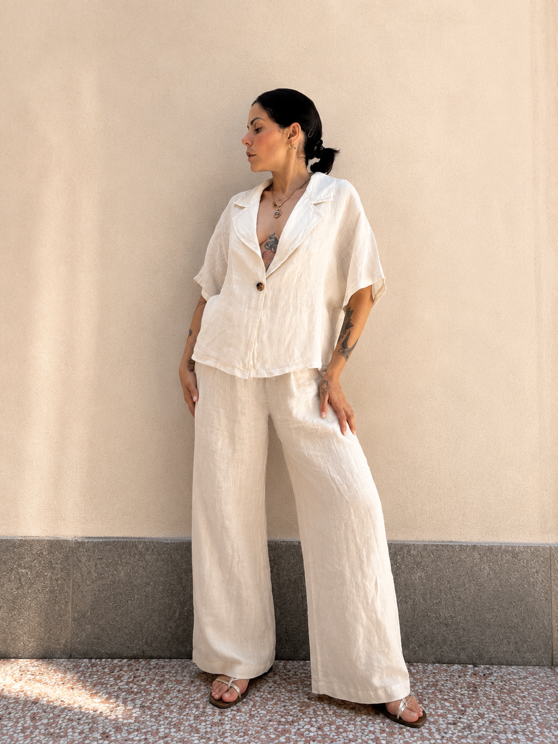 Pantalone palazzo lino