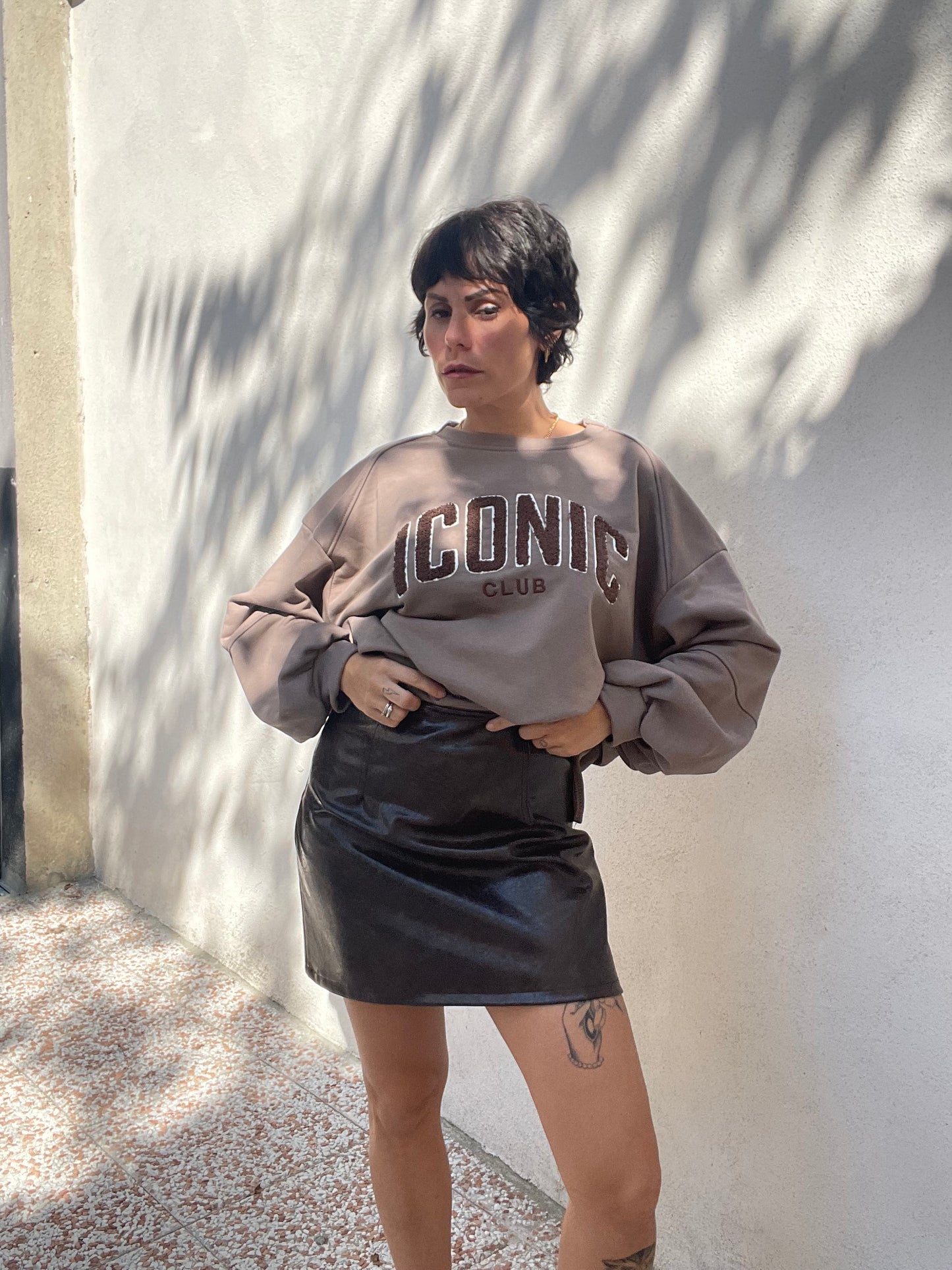Gonna ecopelle Cuoio