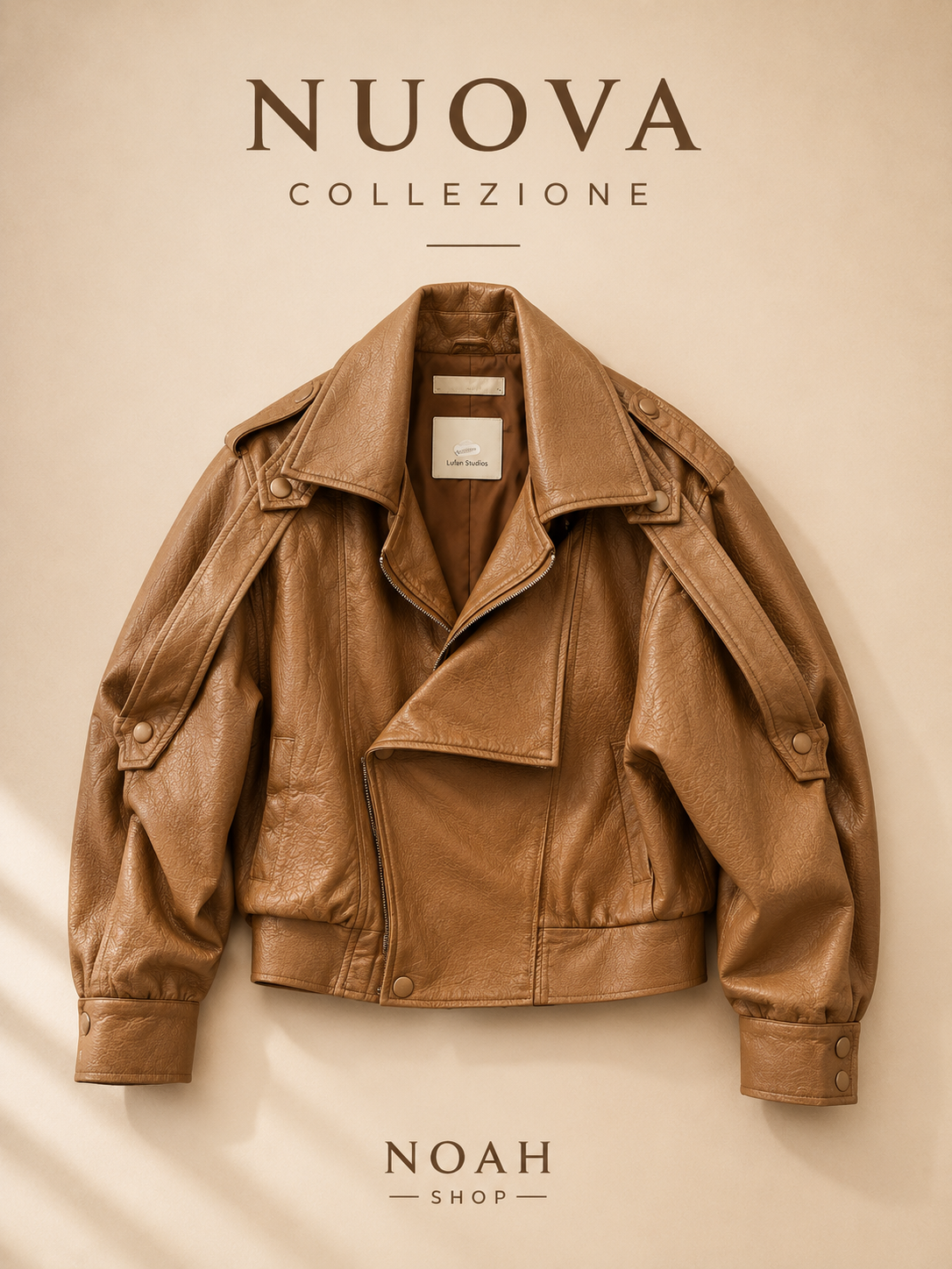 Giacca ecopelle Biker cuoio