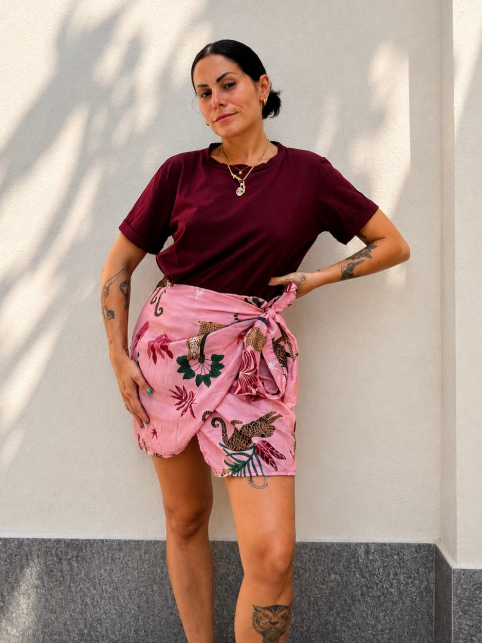 Gonna Pareo tigri rosa