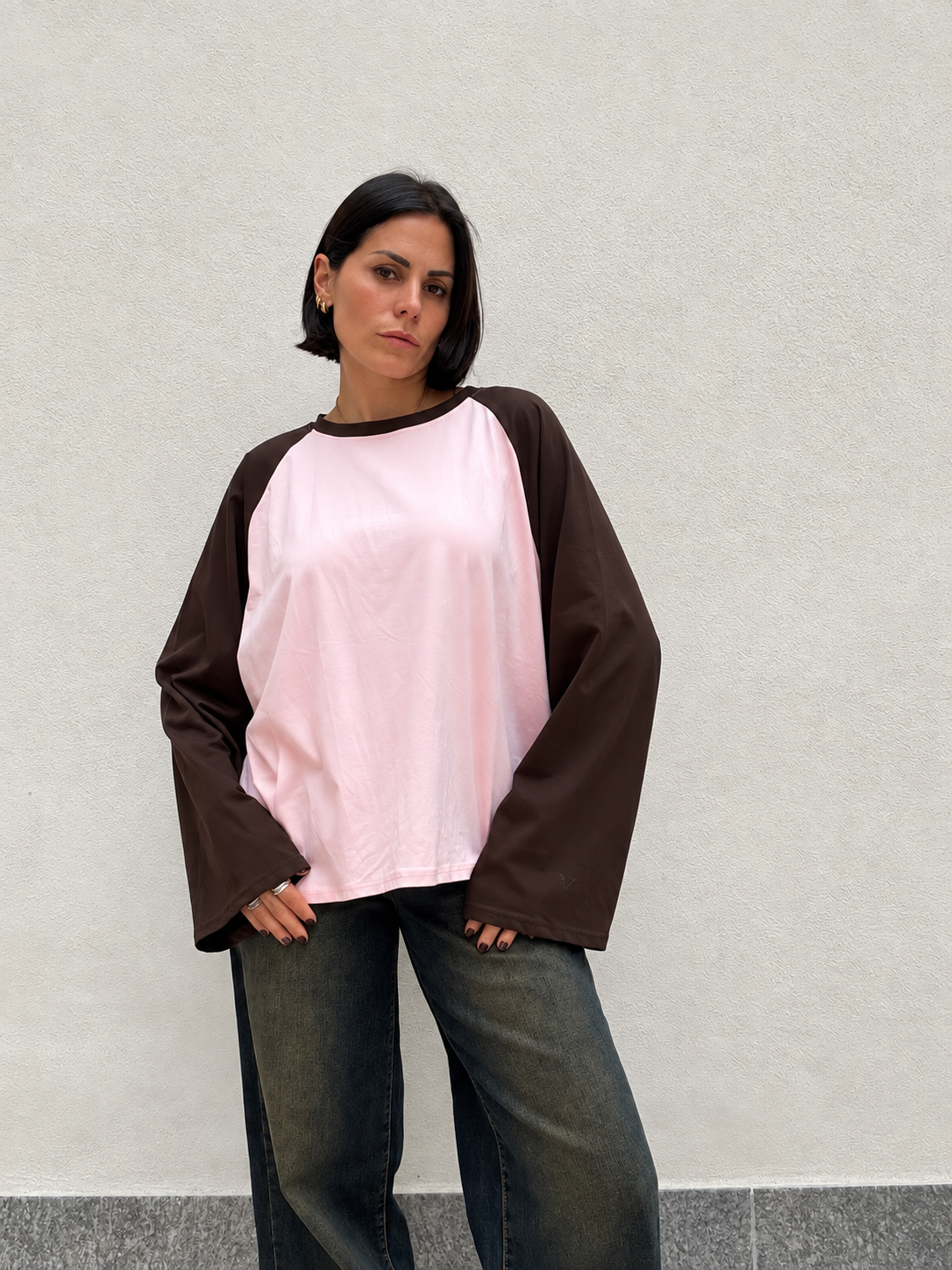 Maglia bicolor Marrone&Rosa