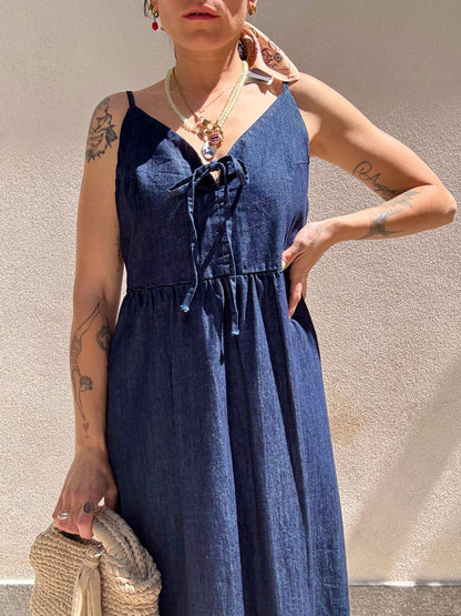 Abito Denim con fiocco