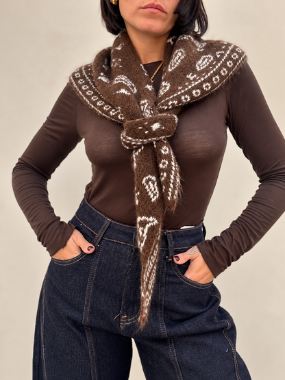 Sciarpa misto lana Bandana Marrone