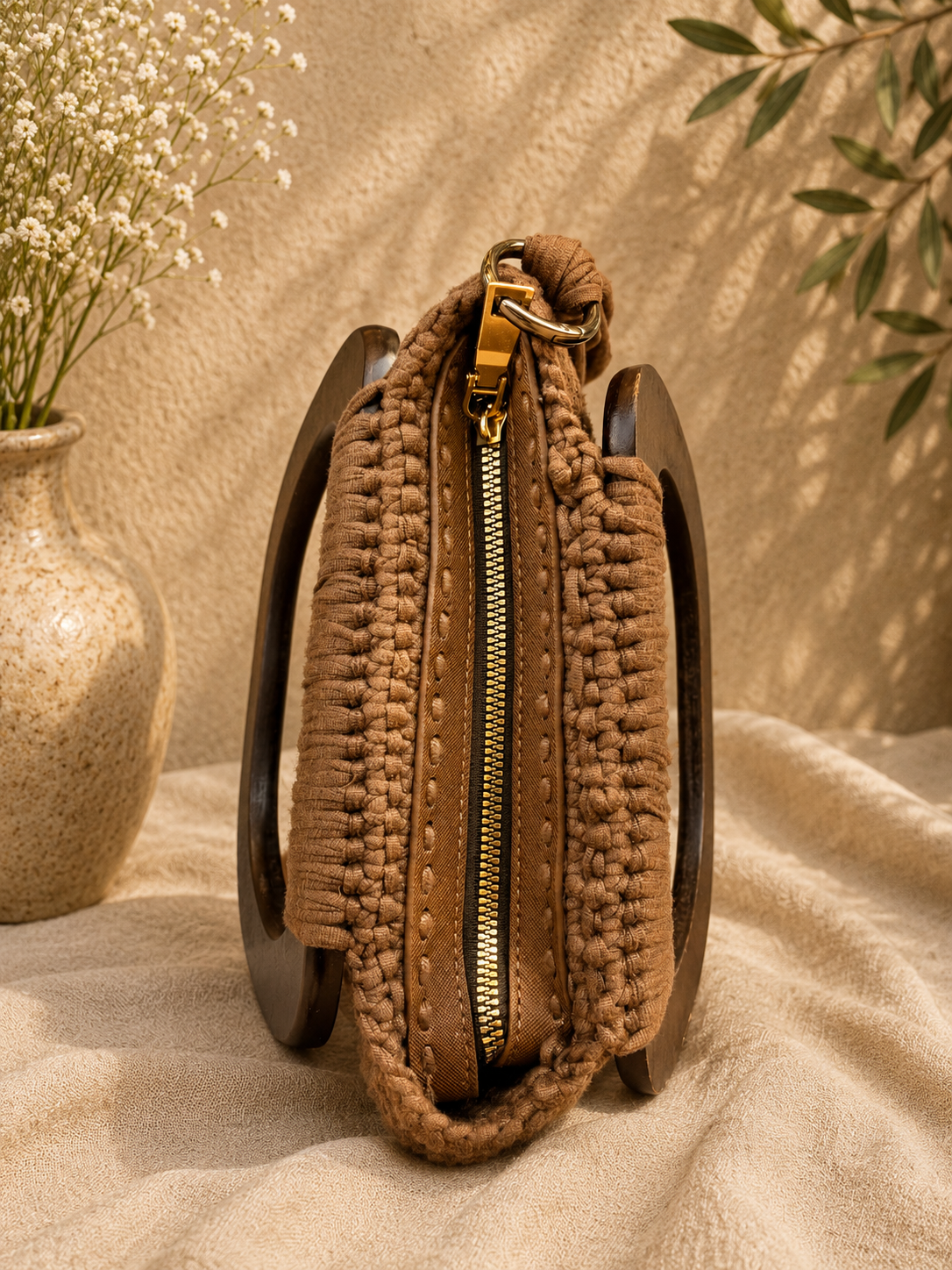 Borsa Crochet Wood Brown