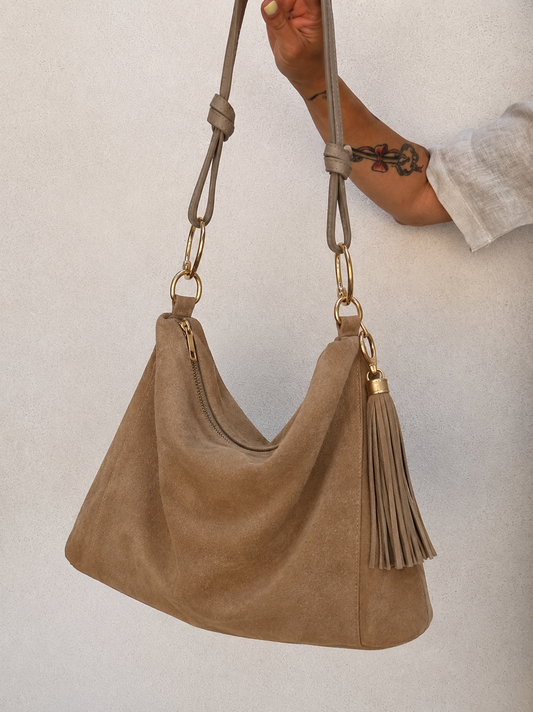 Borsa Hobo effetto camoscio