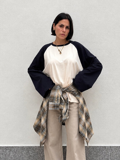 Maglia bicolor Blu&crema