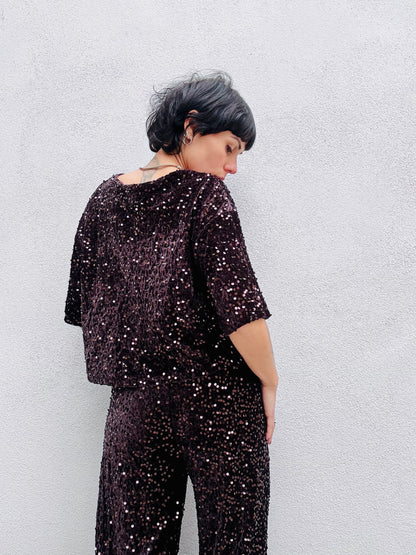 T-shirt paillettes cioccolato