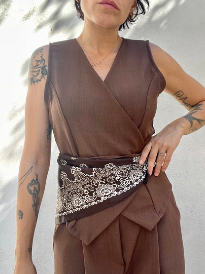 Foulard Seta Paisley Marrone