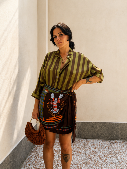 Camicia righe Verde&Marrone