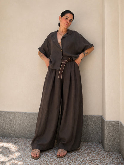 Pantalone in lino con cintura
