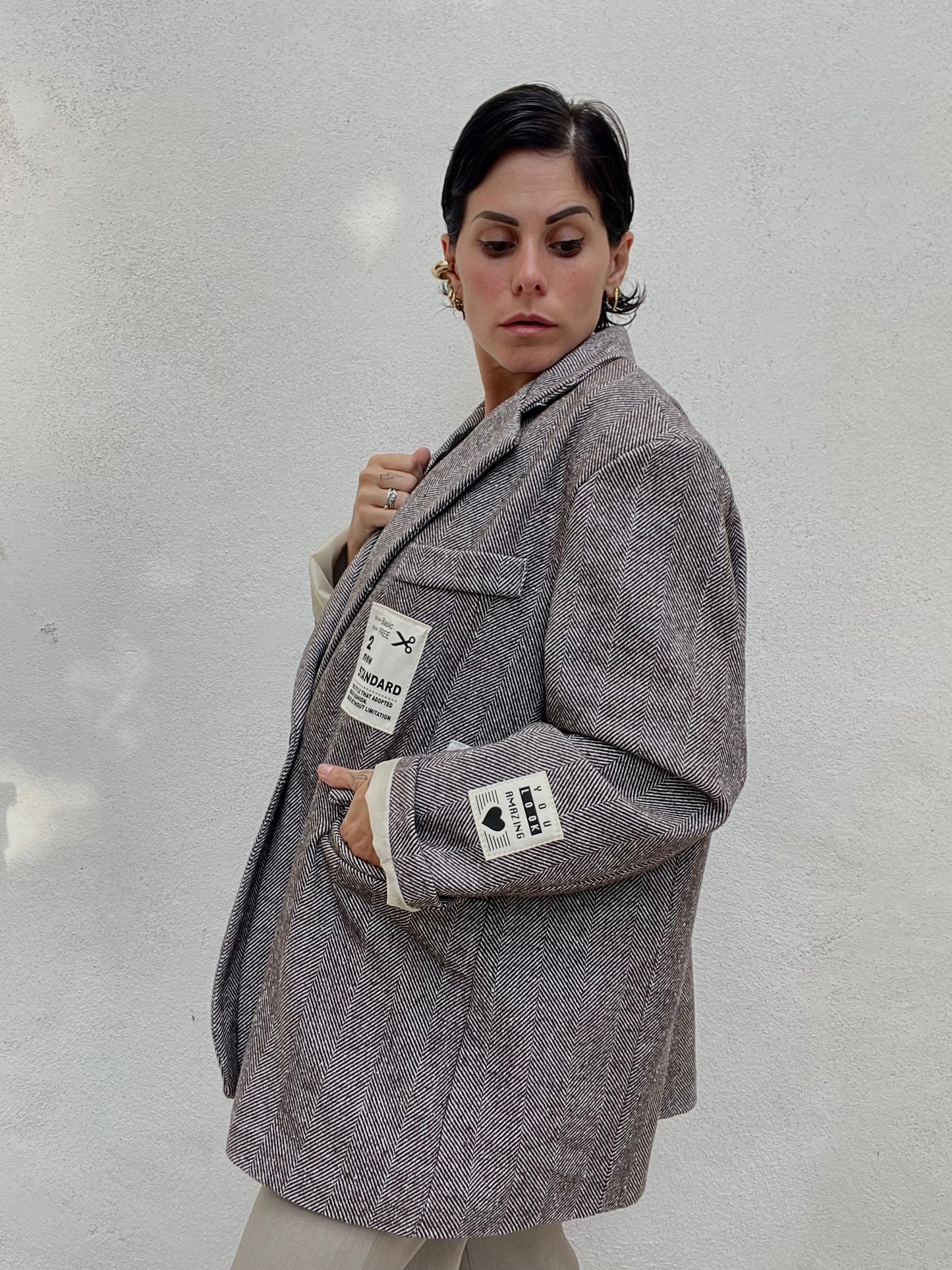 Giacca spigata Over Patch