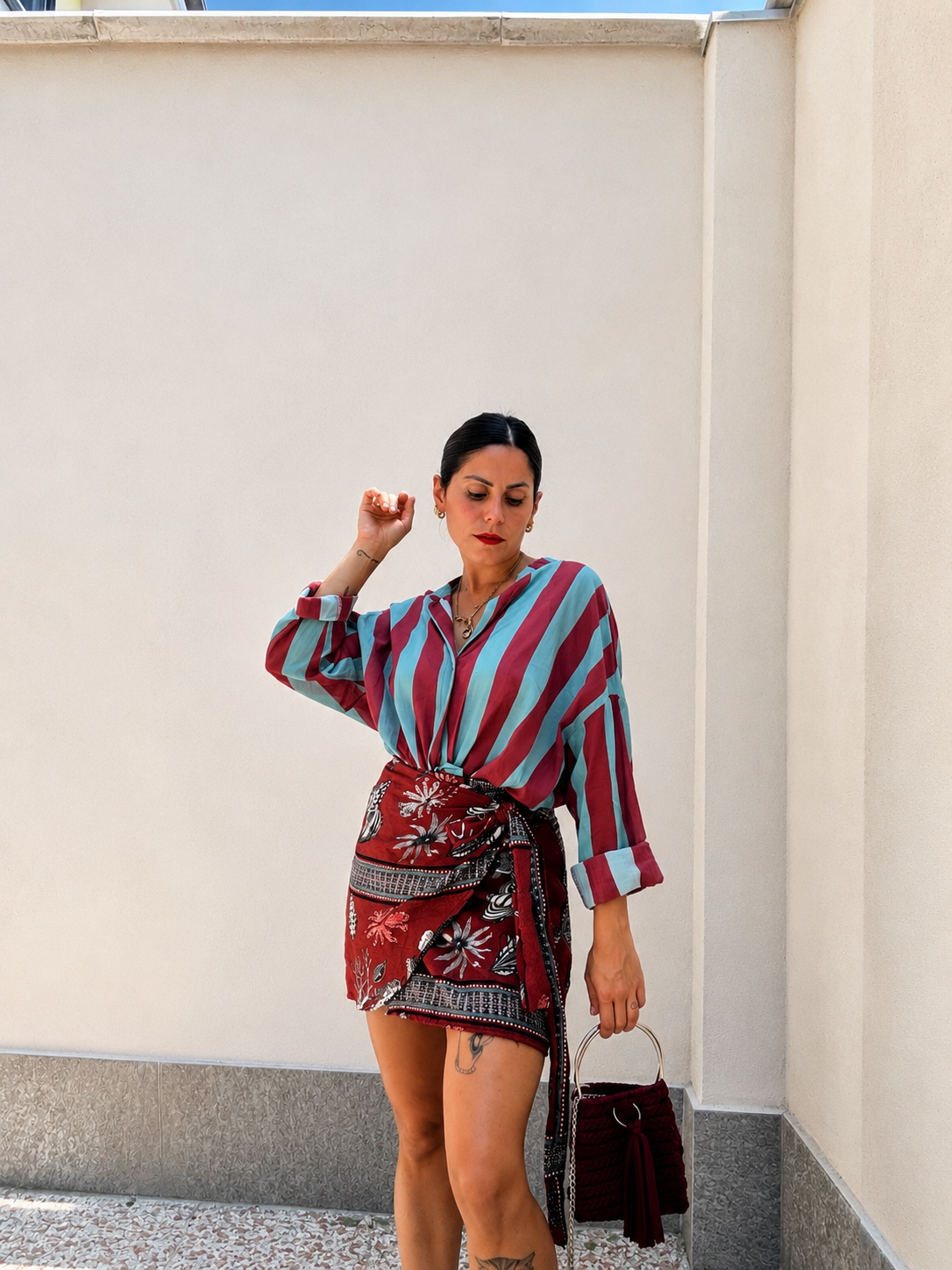 Camicia righe Blu&Bordeaux