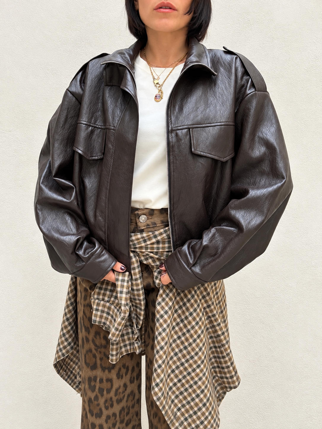 Bomber Ecopelle Marrone