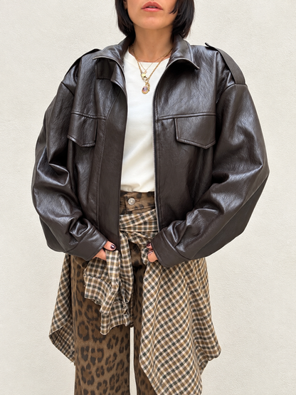 Bomber Ecopelle Marrone