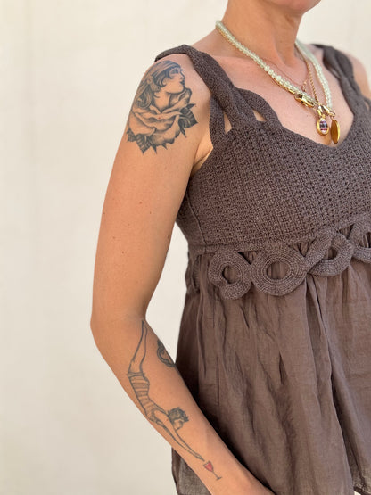 Top Crochet Boho Cioccolato