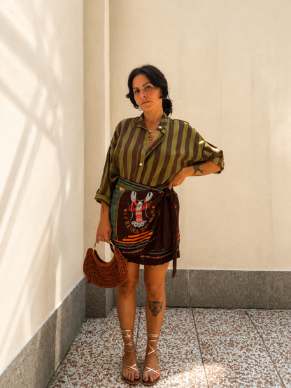 Camicia righe Verde&Marrone