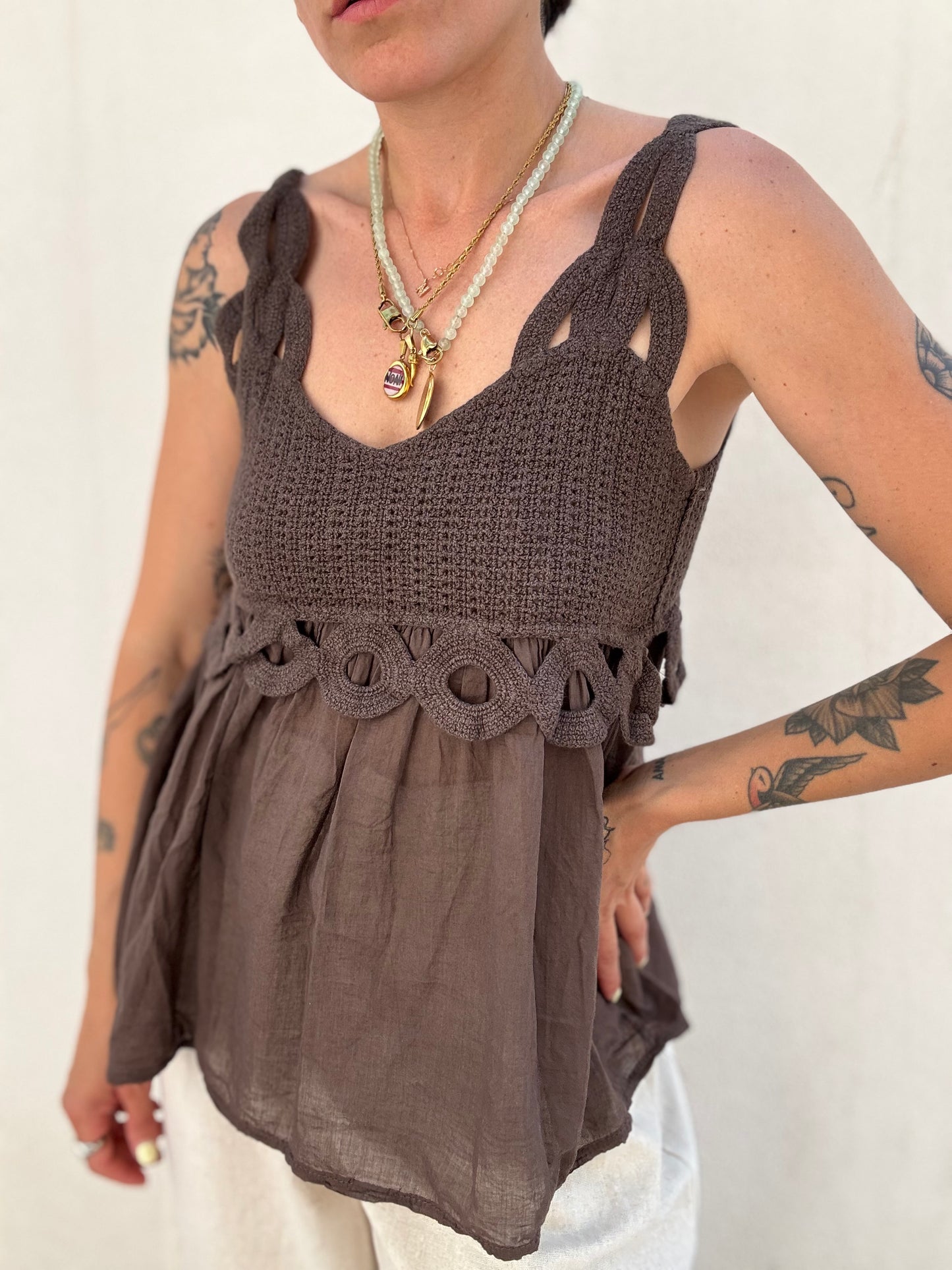 Top Crochet Boho Cioccolato