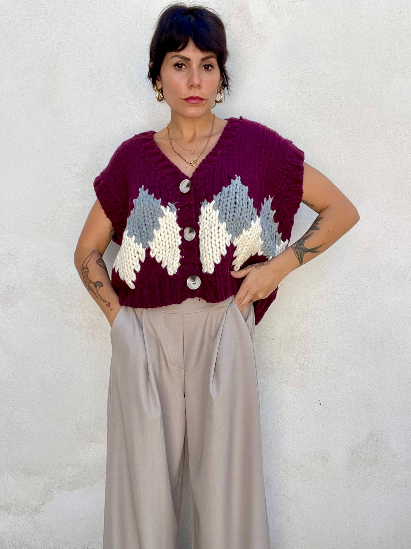 Gilet ricamato Rombi