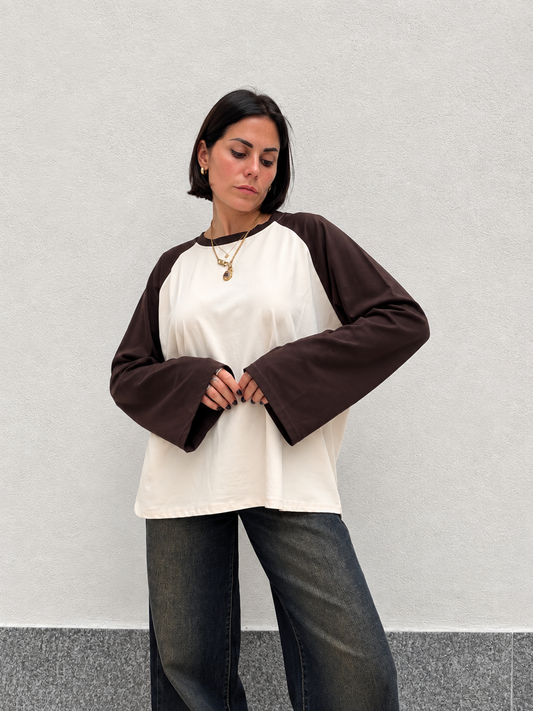 Maglia bicolor Marrone&crema
