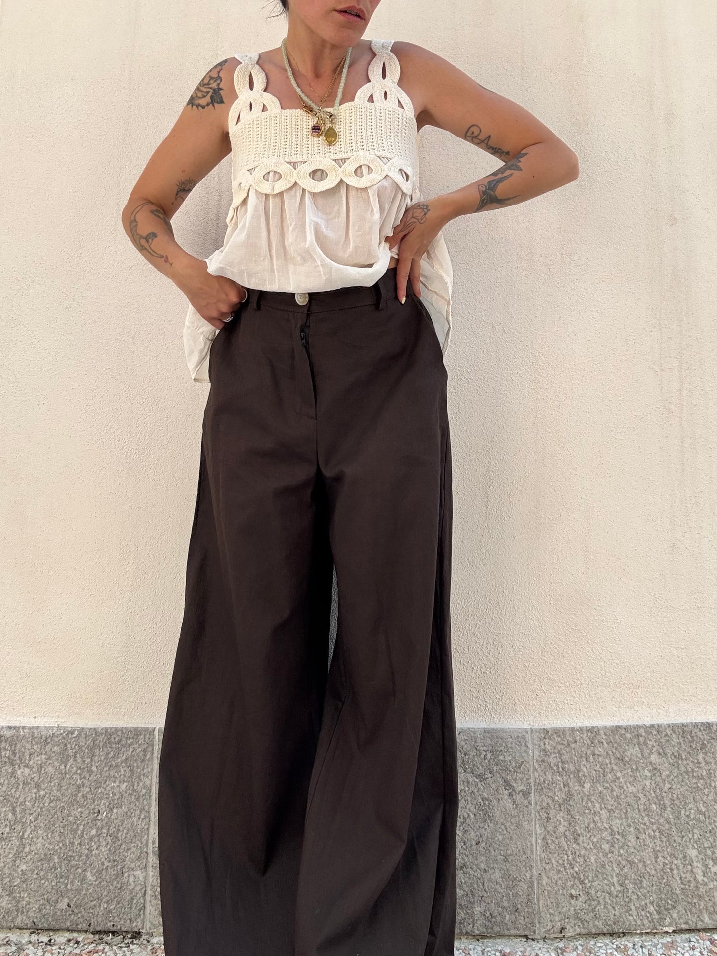 Pantalone in lino palazzo Cioccolato
