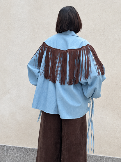 Camicia in cotone con frange