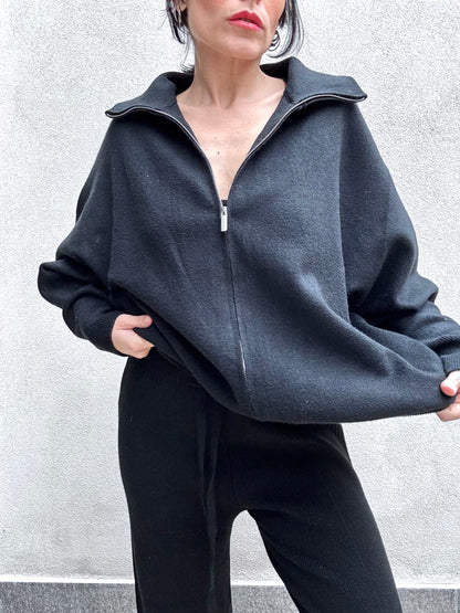 Maglione nero zip