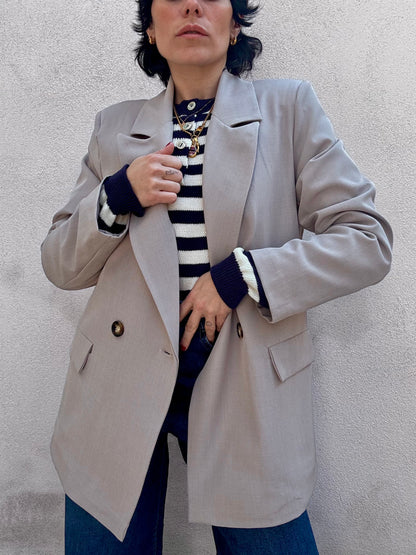 Blazer doppiopetto oversize Fango