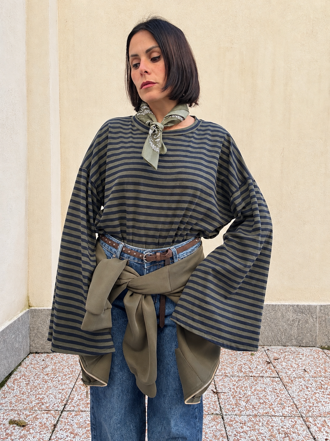 Maglia manica ampia Righe Blu&verdone