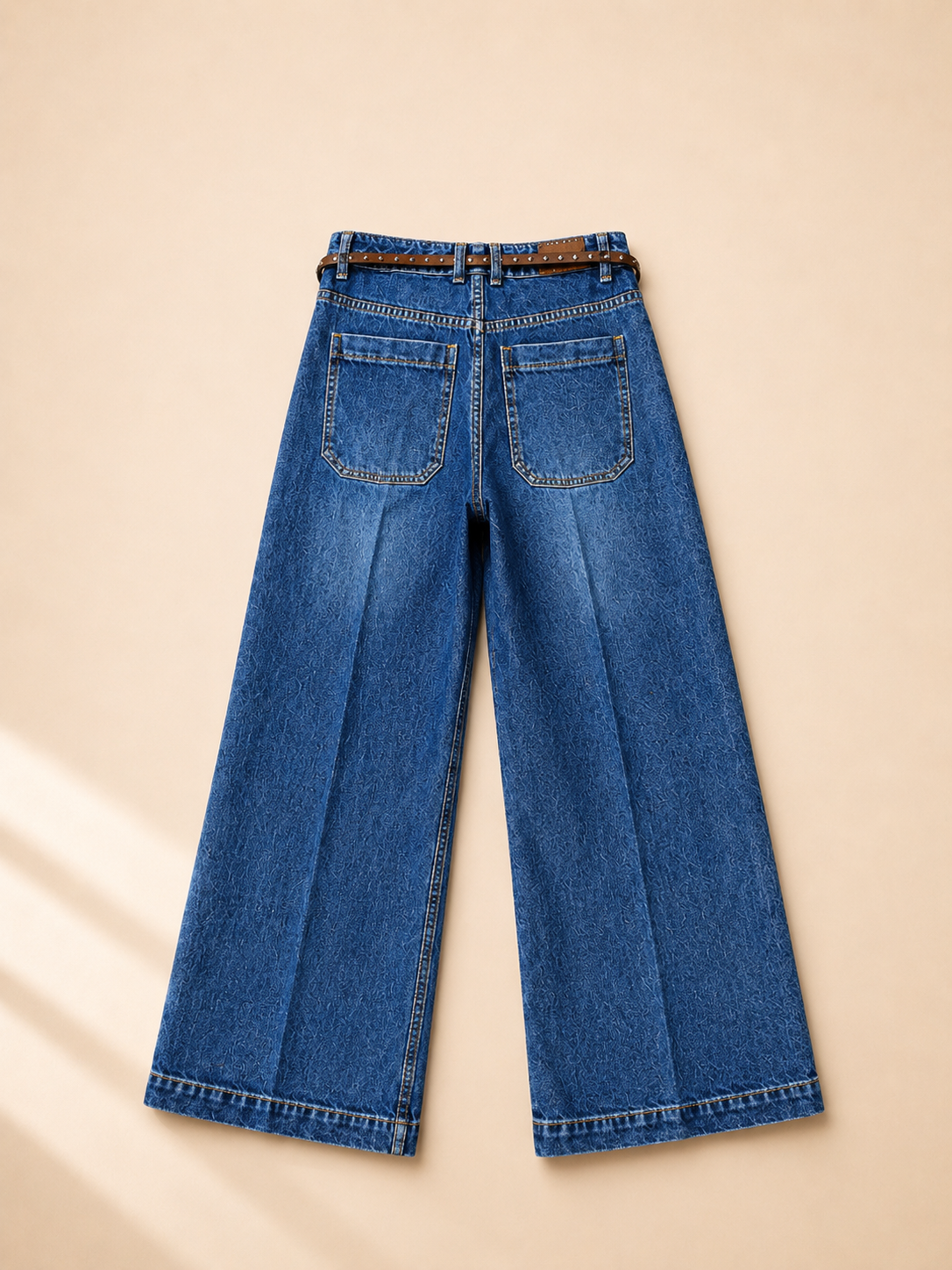 Denim palazzo con cinitura