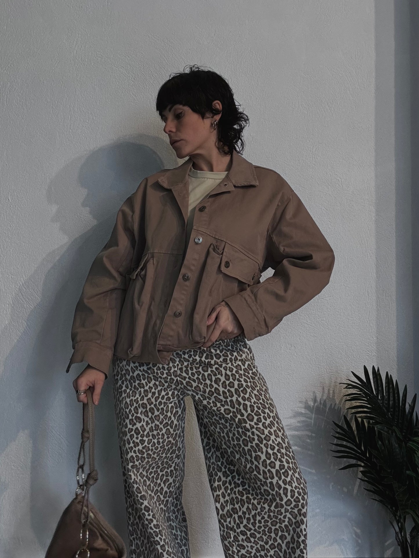 Giacca bomber denim con tasche Fango