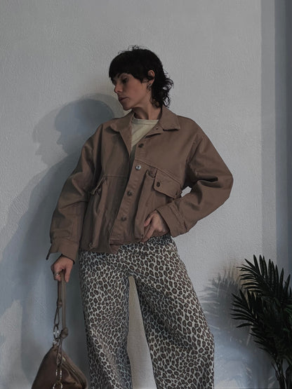 Giacca bomber denim con tasche Fango