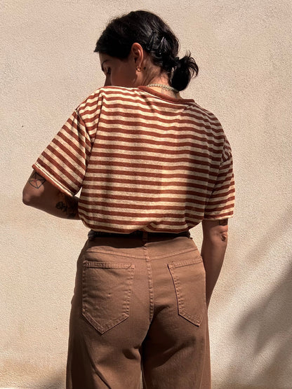 T-shirt misto Lino a righe