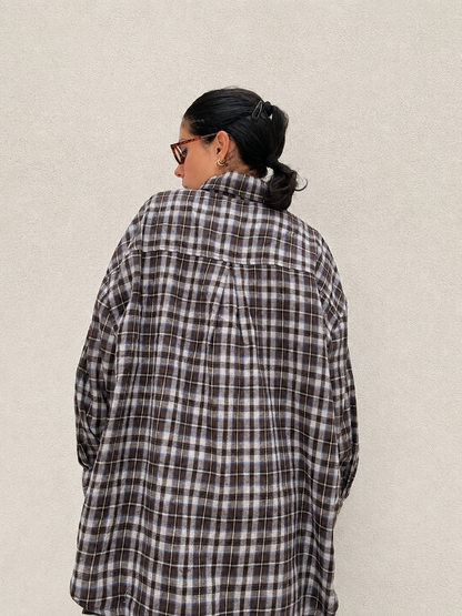 Camicia Tartan Charms Marrone