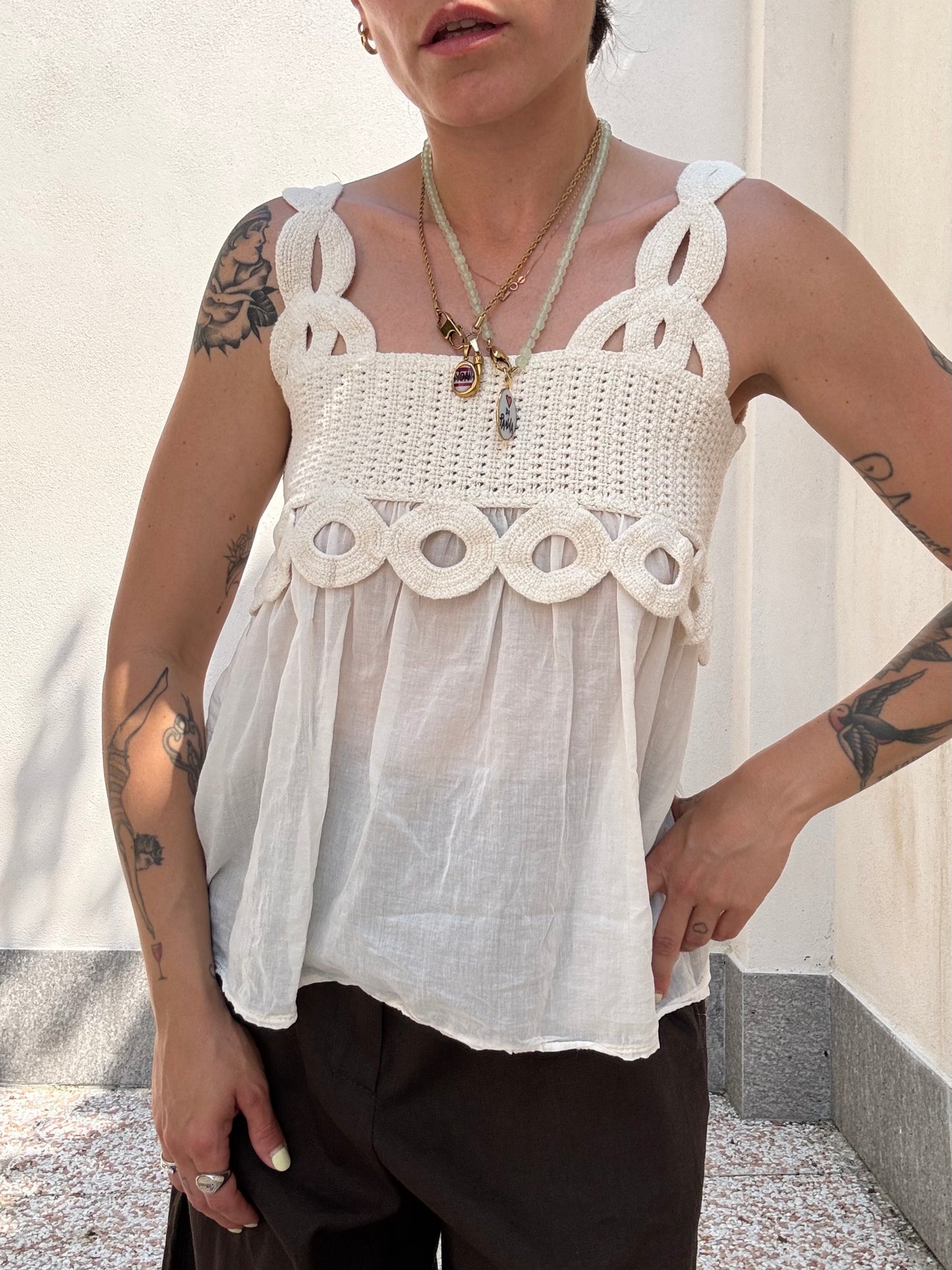 Top Crochet Boho Crema