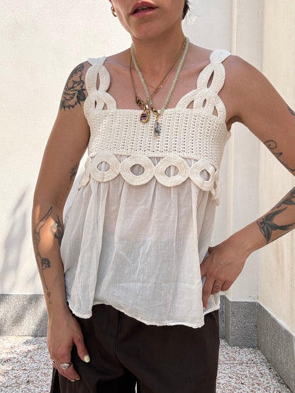 Top Crochet Boho Crema