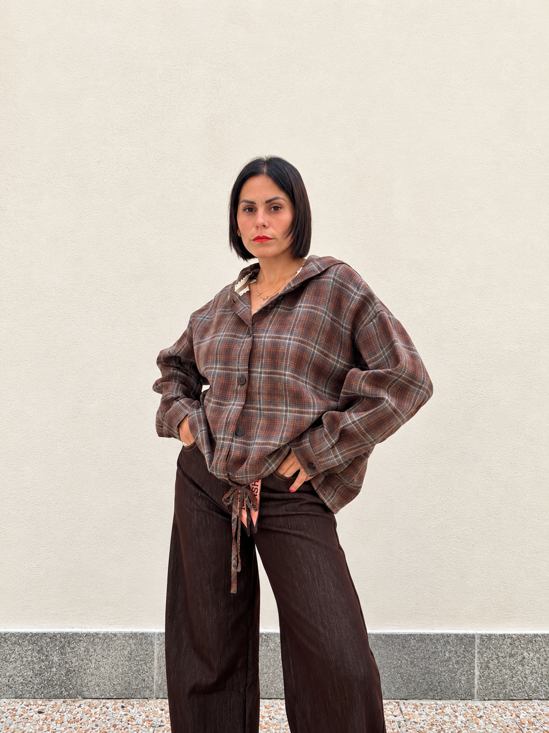 Camicia con cappuccio Check