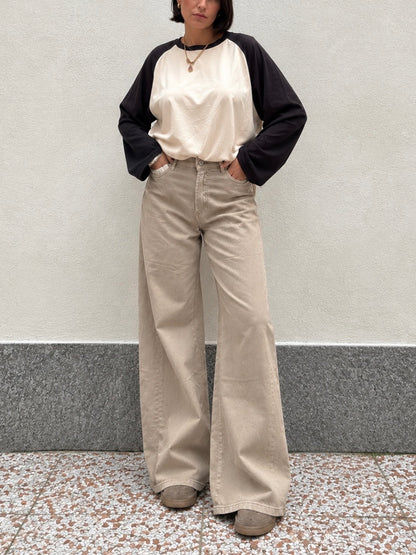 Jeans Wide Leg Beige