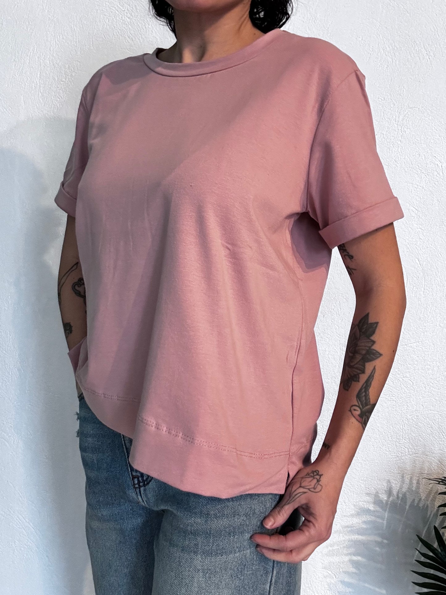 T-shirt oversize Rosa 100% cotone