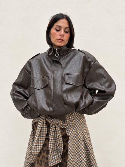 Bomber Ecopelle Marrone