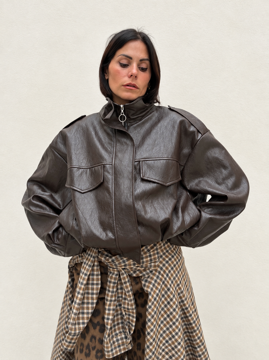 Bomber Ecopelle Marrone