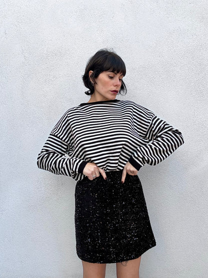 Minigonna paillettes nera