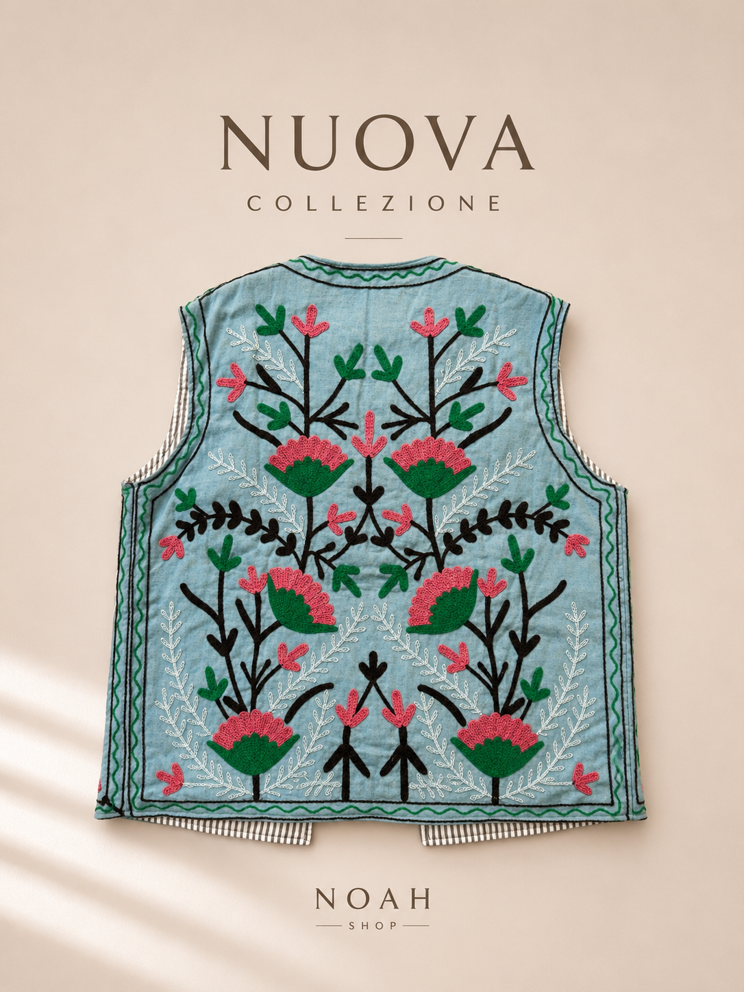 Gilet Ricami Verde&azzurro