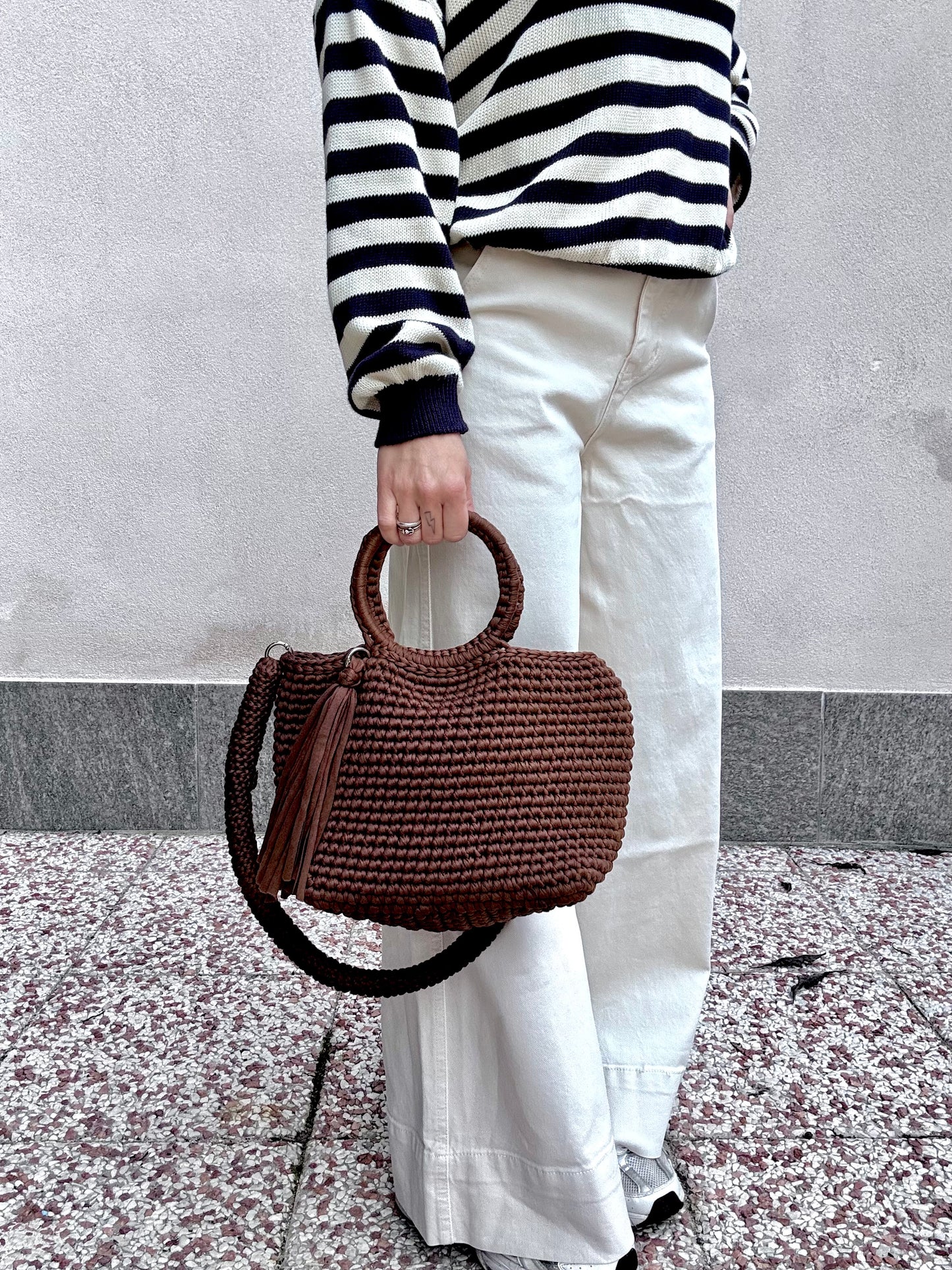 Noah Maxi Borsa manico tondo Marrone