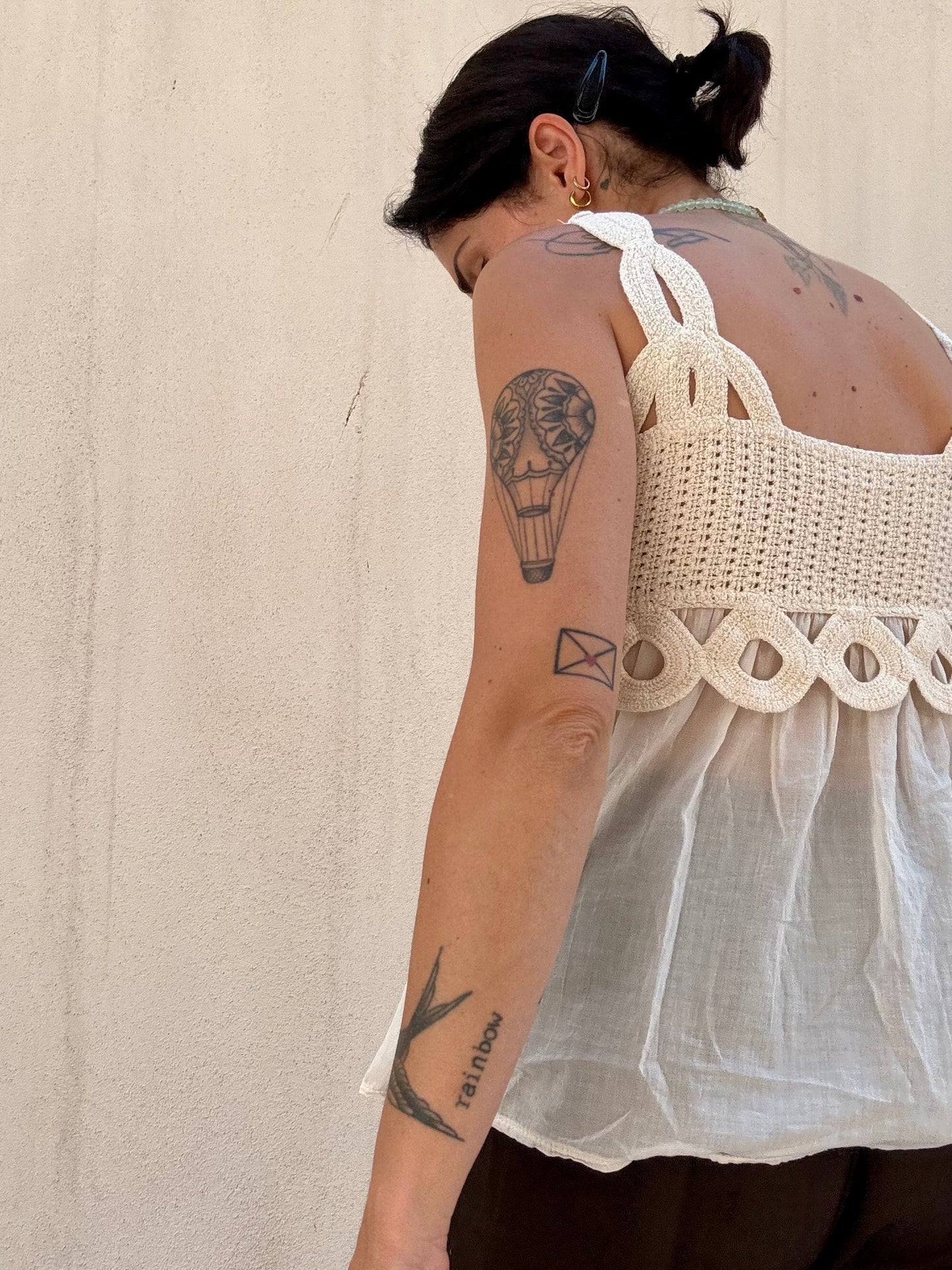 Top Crochet Boho Crema