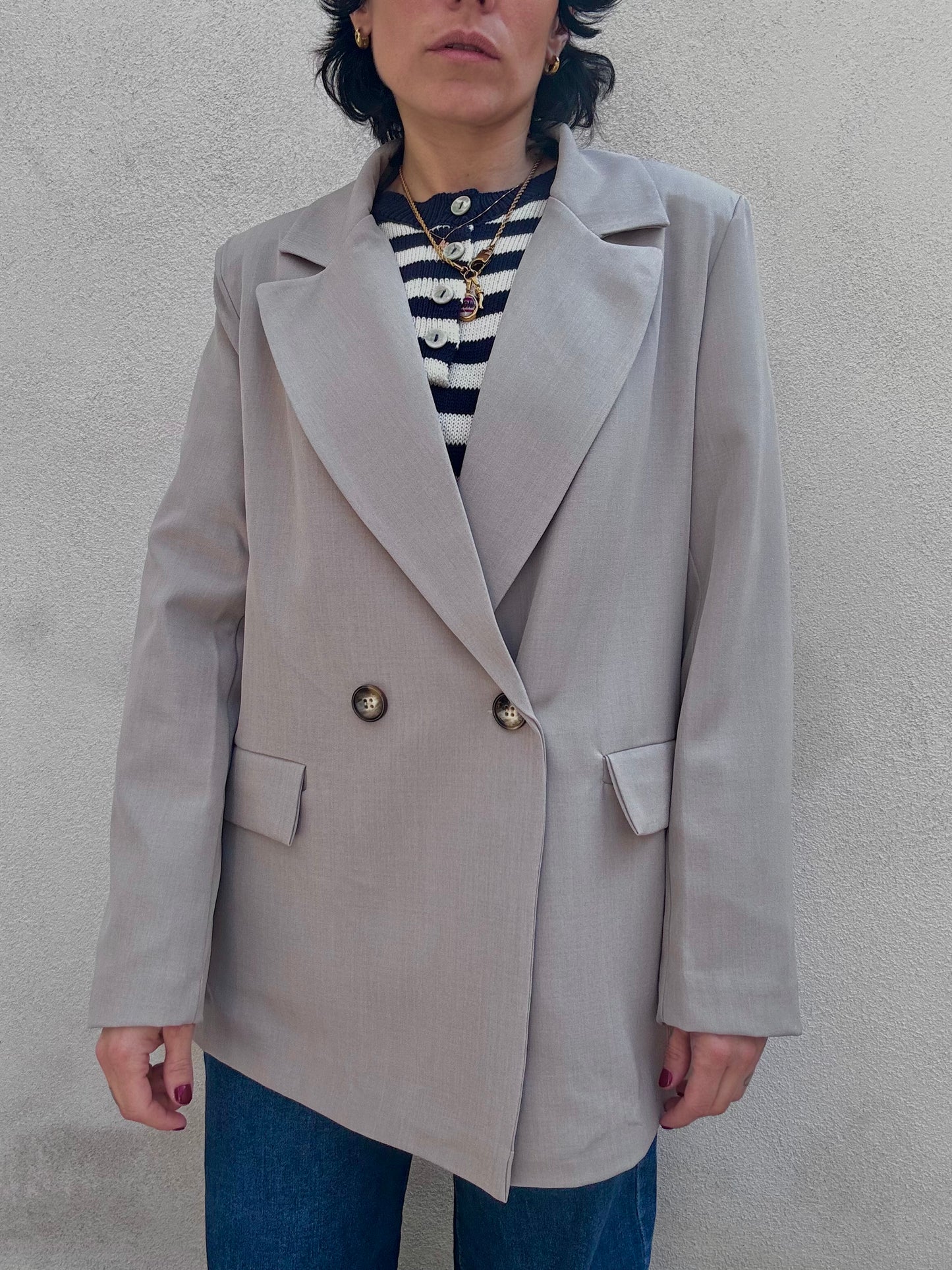 Blazer doppiopetto oversize Fango