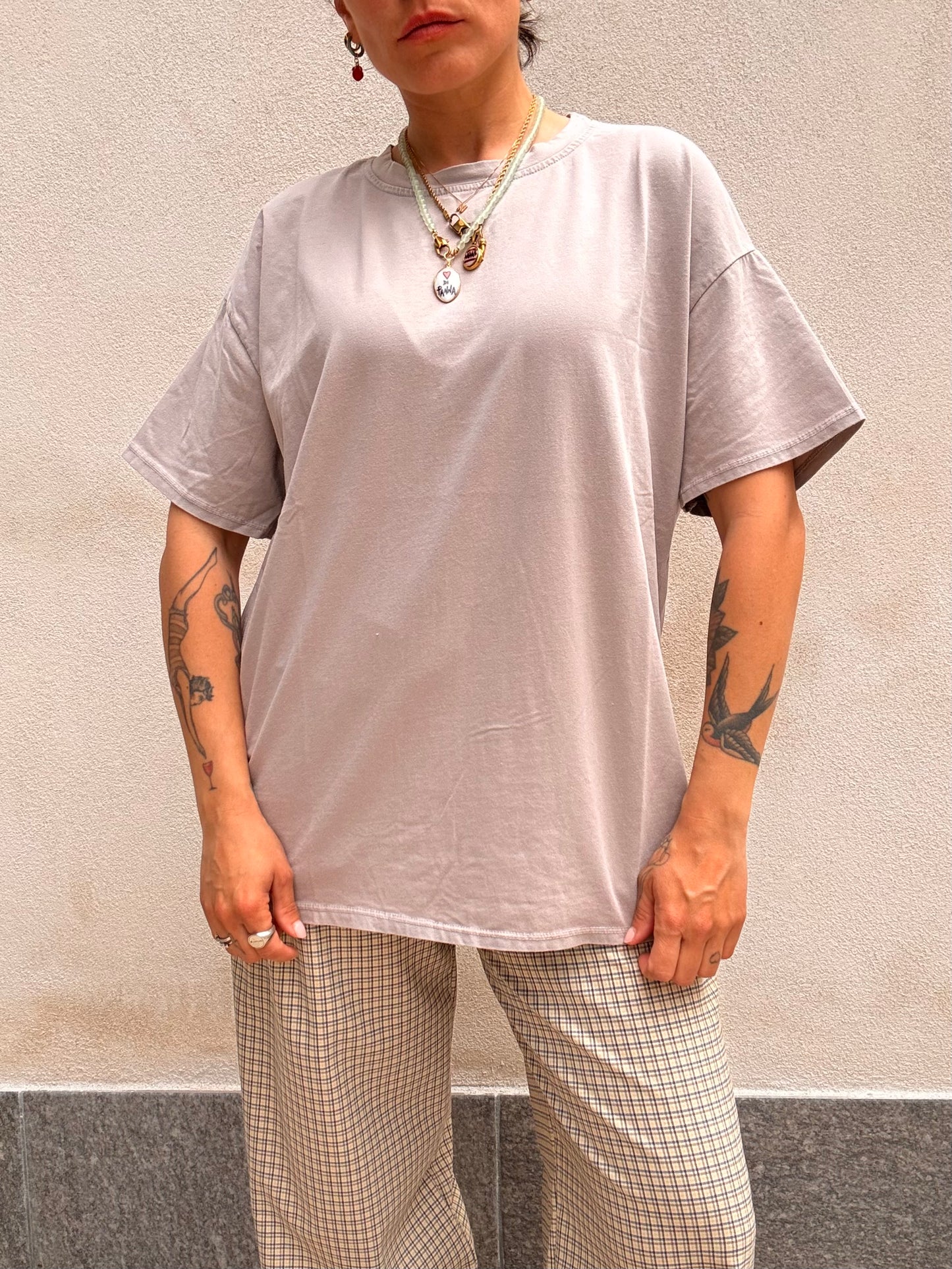 T-shirt effetto slavato Grigio