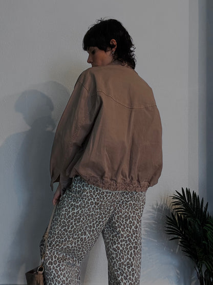 Giacca bomber denim con tasche Fango