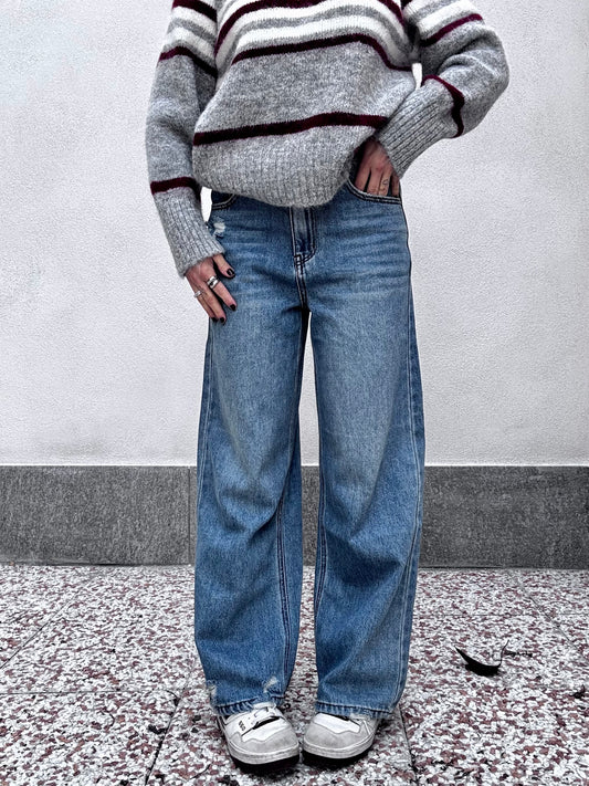 Jeans Wide Leg con strappo