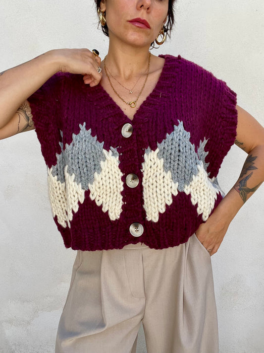 Gilet ricamato Rombi