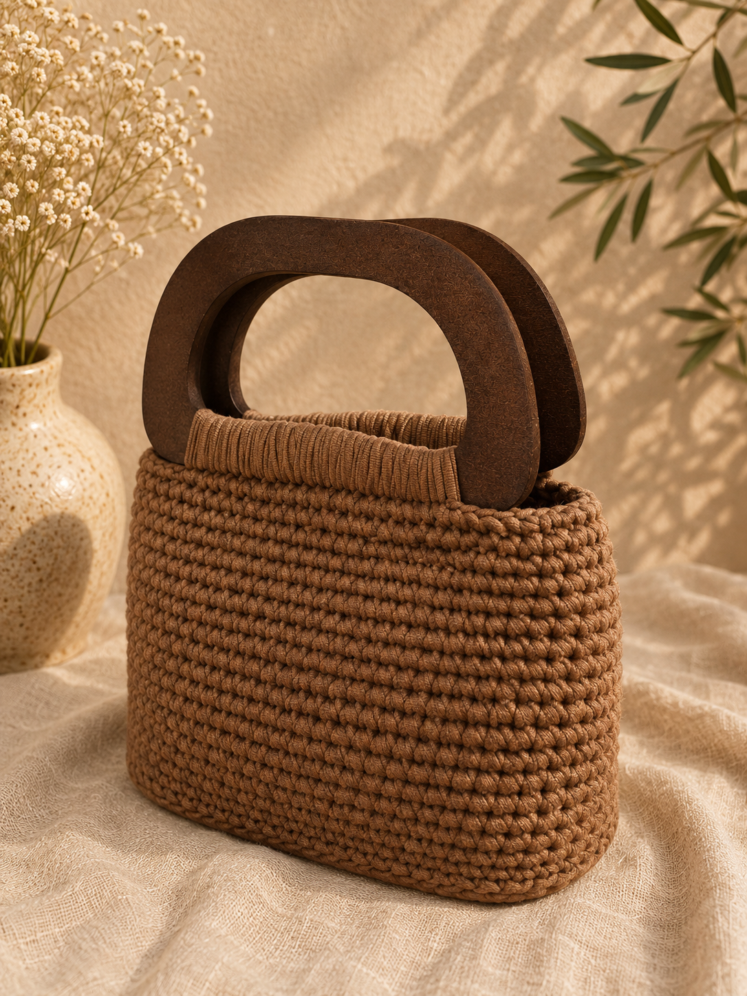 Borsa Crochet Wood Brown